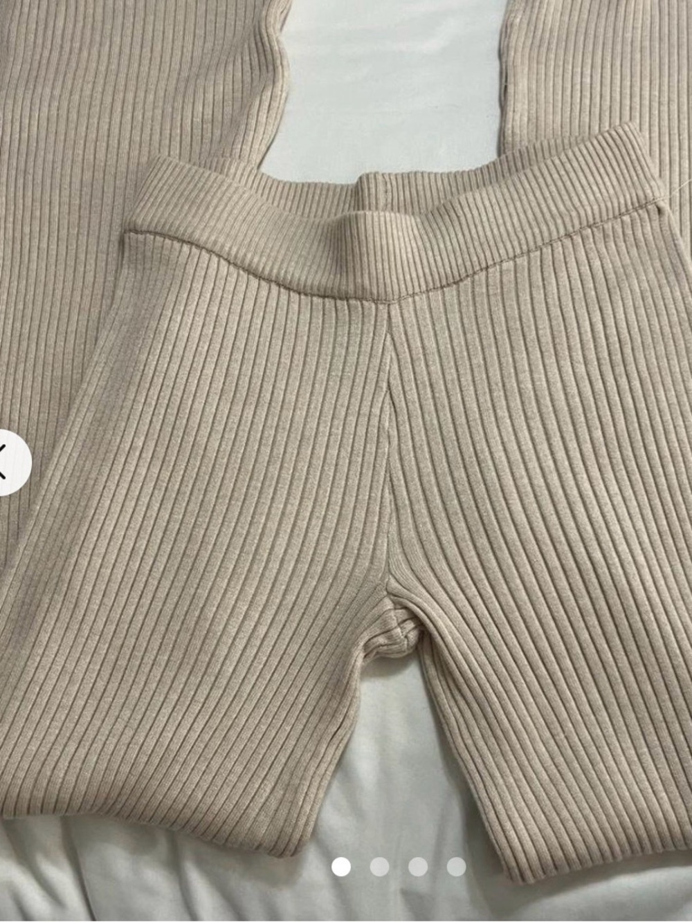 Meshki Ribbed Wide Leg Pants in Beige